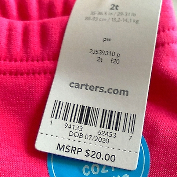 NWT 2 pairs Toddler girl's Carter's 2T leggings, black & pink - Picture 4 of 4